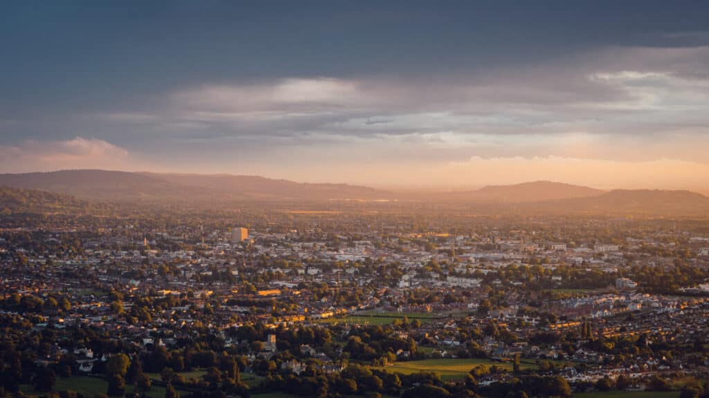 Cheltenham at Dusk, taken from Cleeve Common